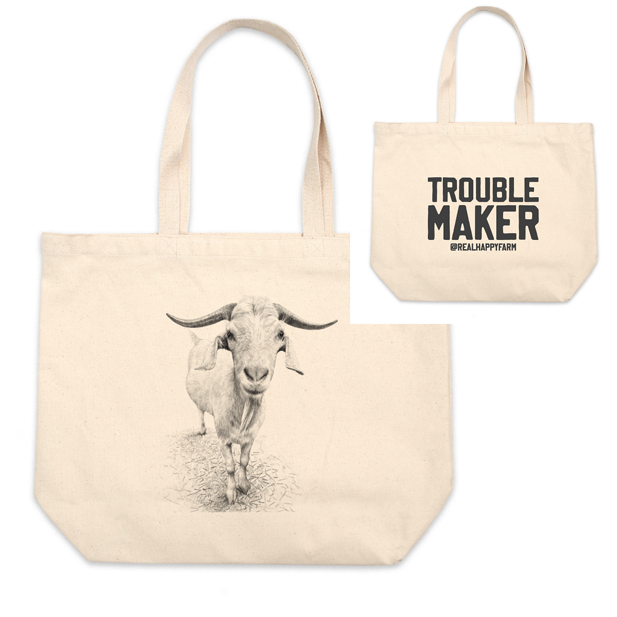 Double Sided Large Canvas Totes with Text