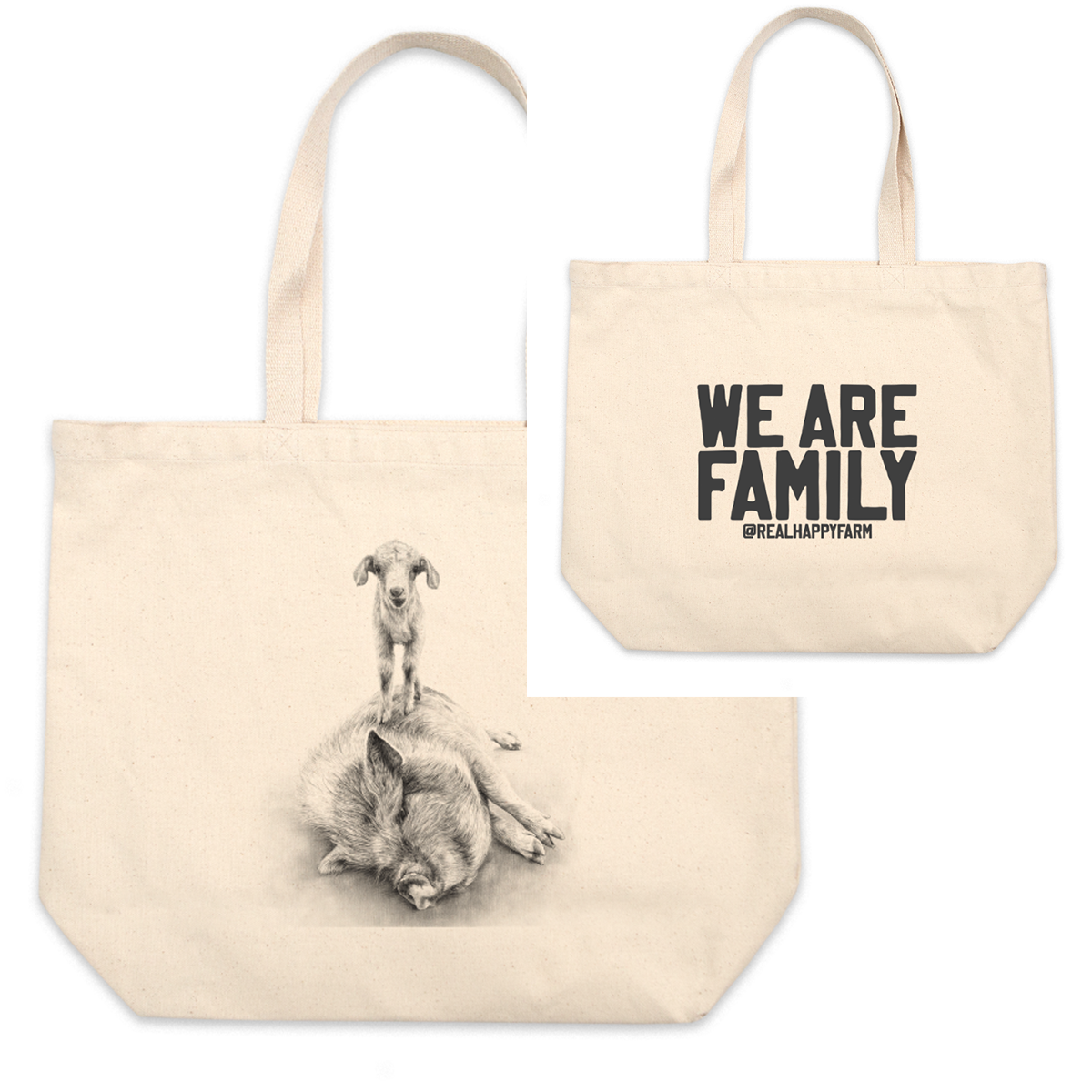 Double Sided Large Canvas Totes with Text