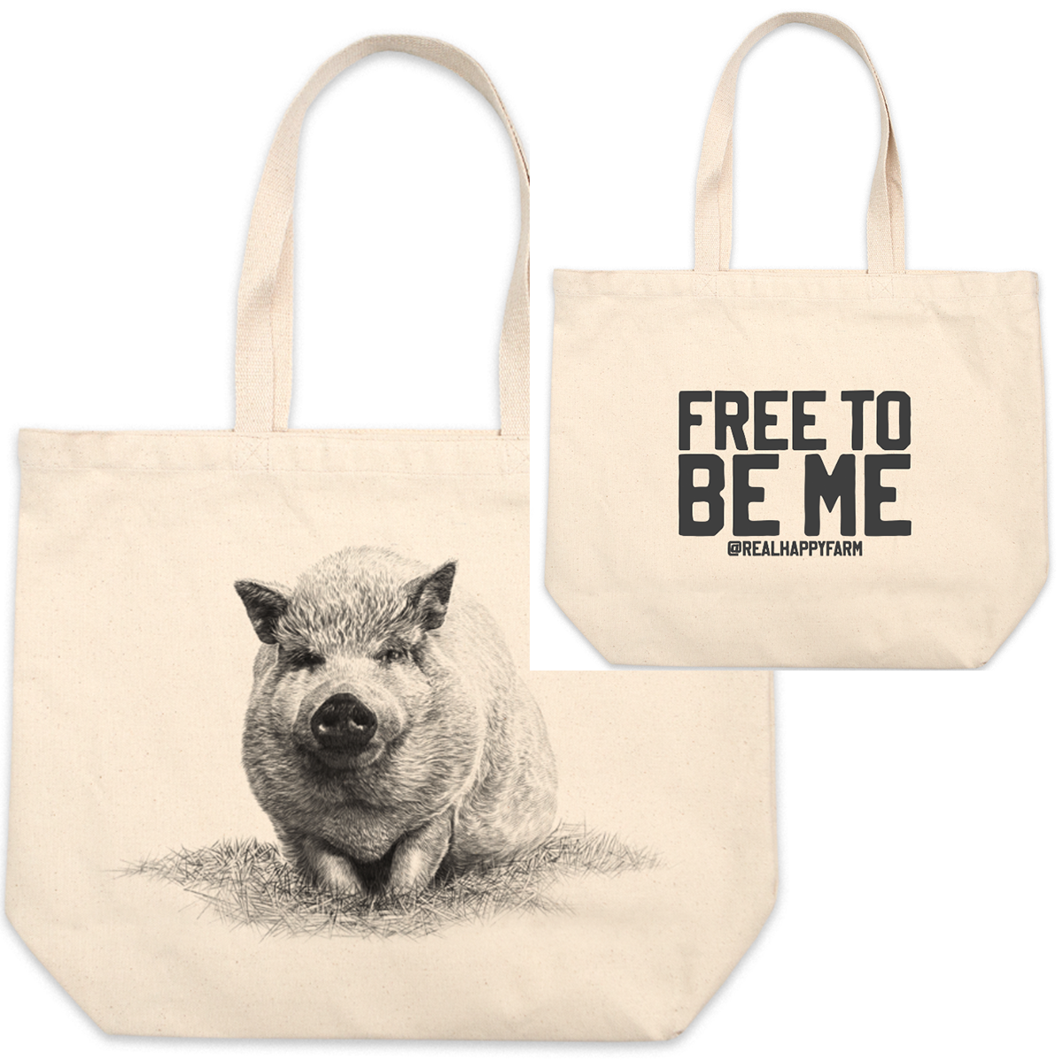 Double Sided Large Canvas Totes with Text