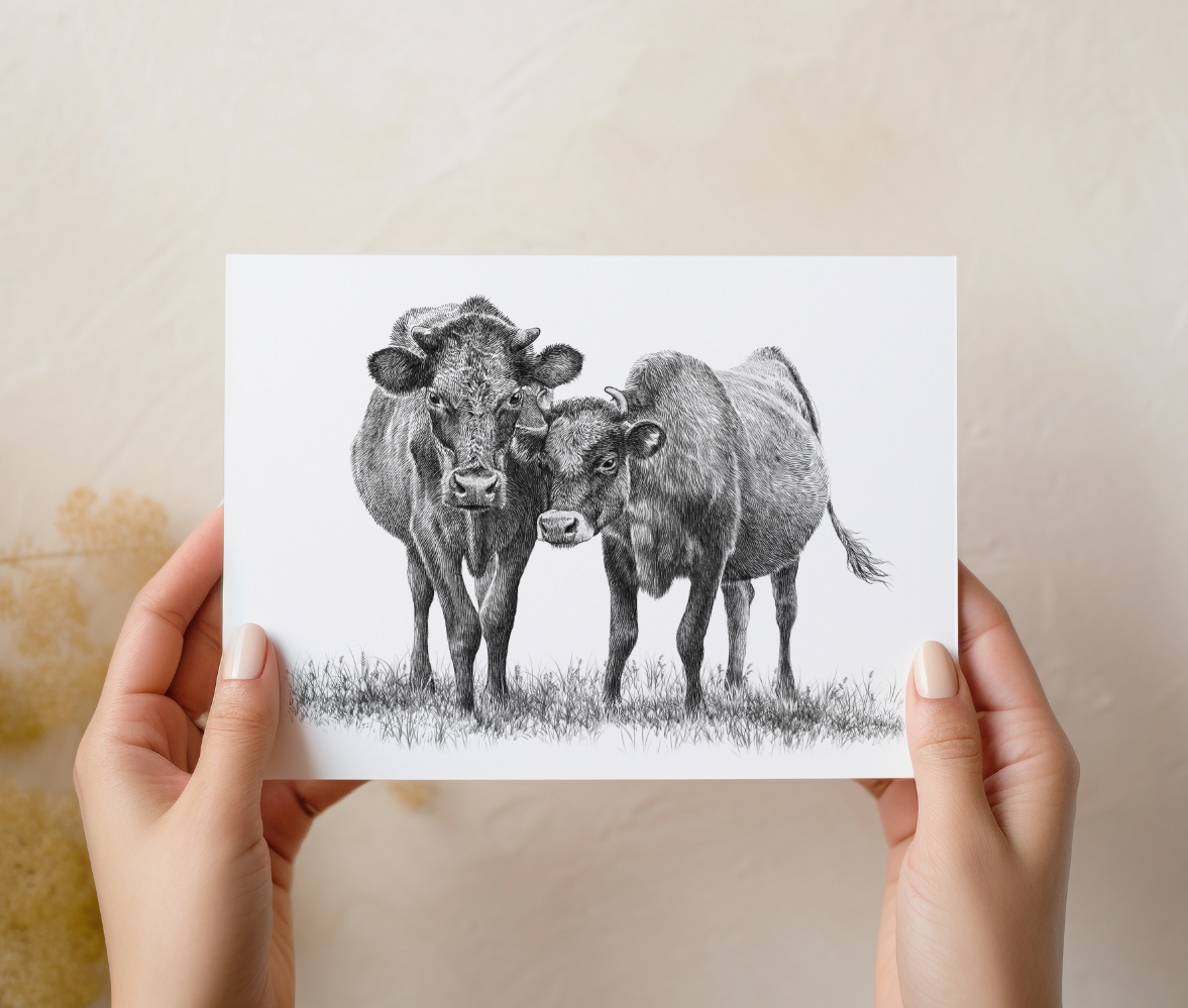 5x7 Animal Artwork in Bamboo Stand