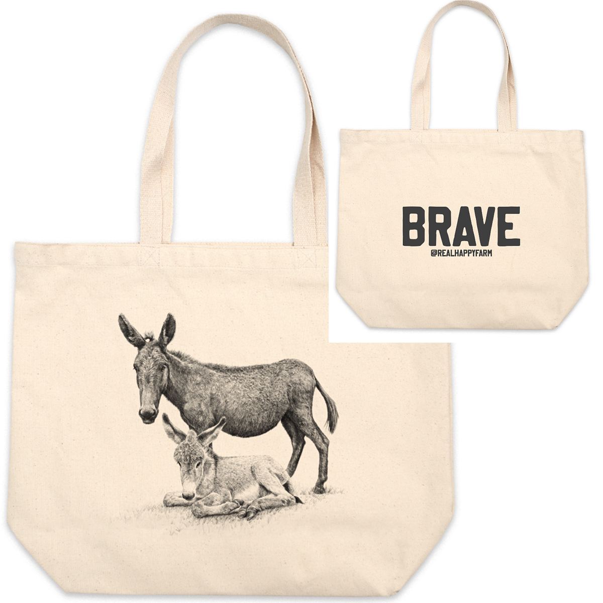 Double Sided Large Canvas Totes with Text