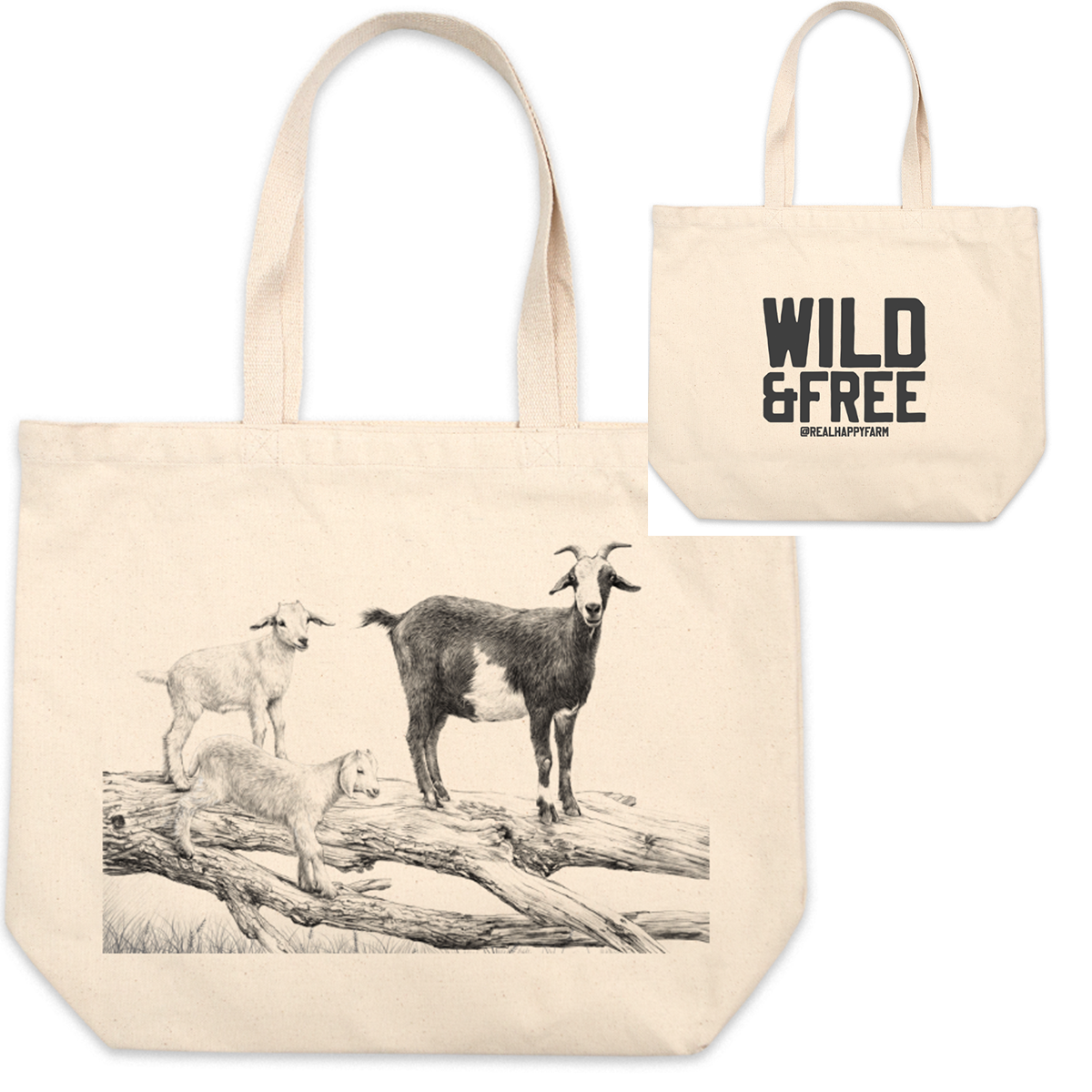Double Sided Large Canvas Totes with Text